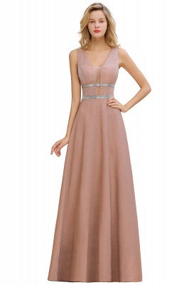 Sparkly Long Evening Dress with Shining Belt | Sexy Sleeveless Pink Formal Dress_5