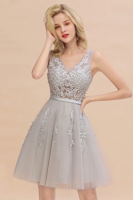 V-neck Lace Homecoming Dresses with Appliques | Short Party Dresses UK Online_6