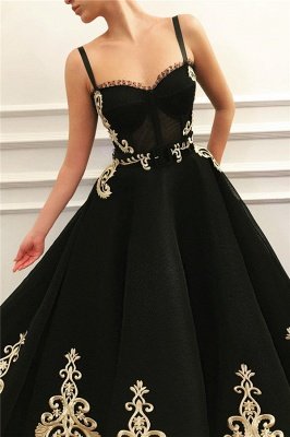 Straps Sweetheart Black Tulle Prom Dress Cheap Online | Sexy Sleeveless Champagne Evening Dress UK_2