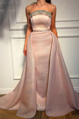 Sparkling Sequins Strapless PinkEvening Dress UK | Cheap Sleeveless Beaded Sexy Prom Dress_1