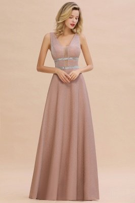 Sparkly Long Evening Dress with Shining Belt | Sexy Sleeveless Pink Formal Dress_6
