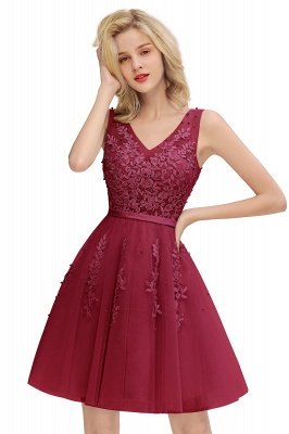 V-neck Lace Homecoming Dresses with Appliques | Short Party Dresses UK Online_3