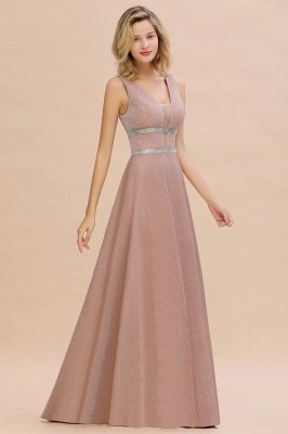 Sparkly Long Evening Dress with Shining Belt | Sexy Sleeveless Pink Formal Dress_8