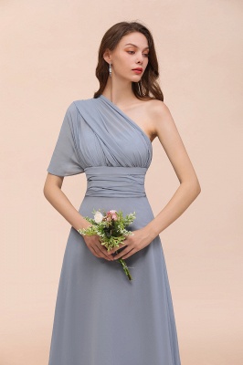 Elegant Dusty Blue Chiffon Long Bridesmaid Dress_12