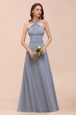 Elegant Dusty Blue Chiffon Long Bridesmaid Dress_14