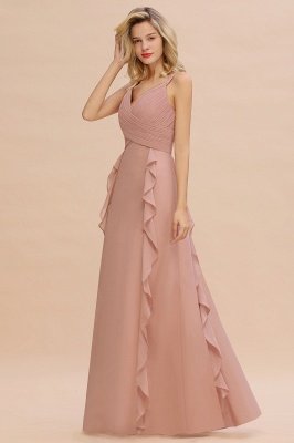 Elegant Ruched Chiffon Dusty Pink Bridesmaid Dress_5