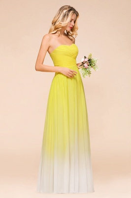 Amazing Sweetheart Sleeveless Long Yellow Chiffon Bridesmaid Dresses_7
