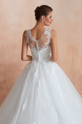 Illusion Neck White Bridal Gown Sleeveless Wedding Dress_9