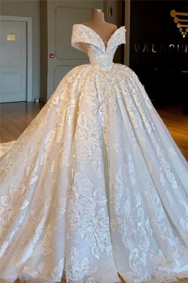 Off-the-Shoulder Ball Gown  Applique  Wedding Dresses UK_2