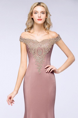 Simple Off-the-shoulder Burgundy Formal Dress with Lace Appliques_24