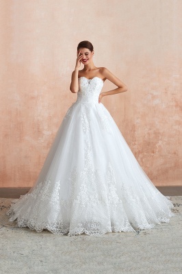 Elegant Sweetheart White Wedding Dress for Simple_10