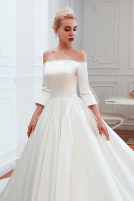 2/3 Long Sleeve Ball Gown White Wedding Dress_11