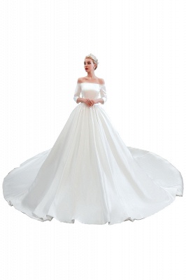 2/3 Long Sleeve Ball Gown White Wedding Dress_12