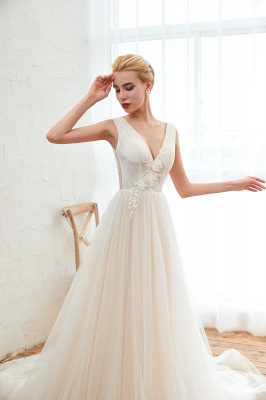 Aline Princess Tulle Wedding Dress Sleeveless Long Bridal Dress_9