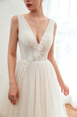 Aline Princess Tulle Wedding Dress Sleeveless Long Bridal Dress_10