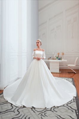 2/3 Long Sleeve Ball Gown White Wedding Dress_4