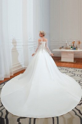 Princess Bridal Gowns with Cathedral Train Long Sleeves Wedding Dresses_11