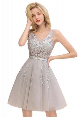 V-neck Lace Homecoming Dresses with Appliques | Short Party Dresses UK Online_5
