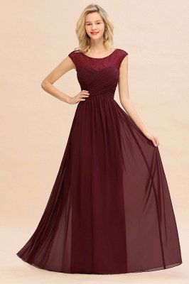 Elegant Burgundy Jewel Neck Chiffon Long Bridesmaid Dress_4