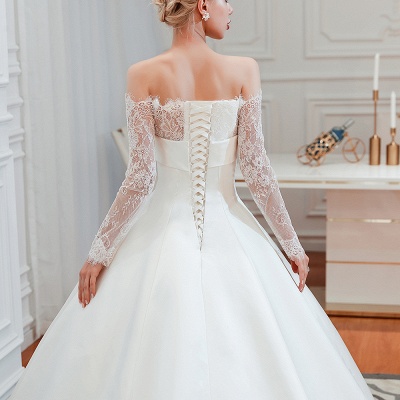 Princess Bridal Gowns with Cathedral Train Long Sleeves Wedding Dresses_24