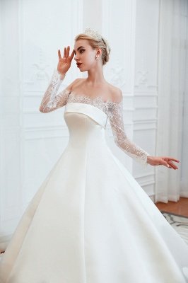 Princess Bridal Gowns with Cathedral Train Long Sleeves Wedding Dresses_15