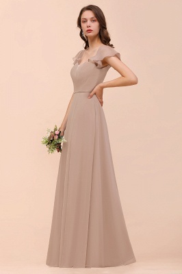 Cap Sleeves Chiffon Floor Length Bridesmaid Dress with Side Split_5