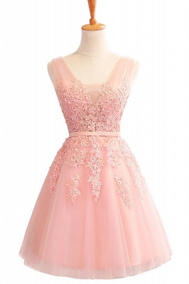 Beautiful Sleeveless lace-up Short homecoming Dress UK Lace Appliques Tulle BA3782_17