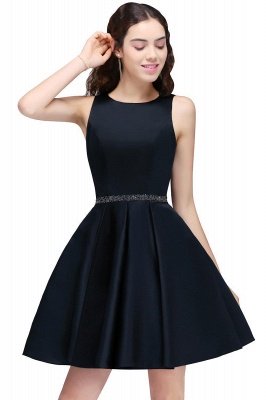 A-Line Beadings Sleeveless Sequare Black Short Homecoming Dress UKes UK_1
