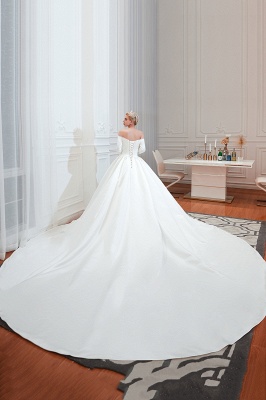 2/3 Long Sleeve Ball Gown White Wedding Dress_10