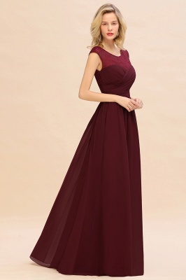 Elegant Burgundy Jewel Neck Chiffon Long Bridesmaid Dress_5
