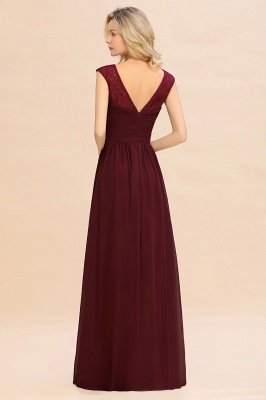 Elegant Burgundy Jewel Neck Chiffon Long Bridesmaid Dress_3
