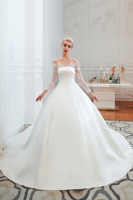 Princess Bridal Gowns with Cathedral Train Long Sleeves Wedding Dresses_3