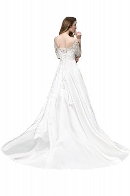 Elegant  Long Sleeves Satin Wedding Dress  with Sweep Train_3