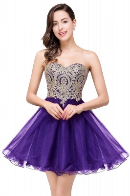 Gabriela | A Line Lace Appliques Sweetheart Short Prom Dresses_1