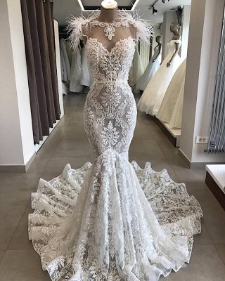 Gorgeous Mermaid Wedding  Dress Sweetheart Lace Bridal Gown_1