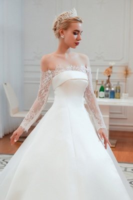 Princess Bridal Gowns with Cathedral Train Long Sleeves Wedding Dresses_18