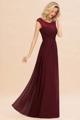 Elegant Burgundy Jewel Neck Chiffon Long Bridesmaid Dress_8
