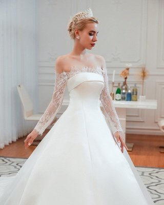 Princess Bridal Gowns with Cathedral Train Long Sleeves Wedding Dresses_21