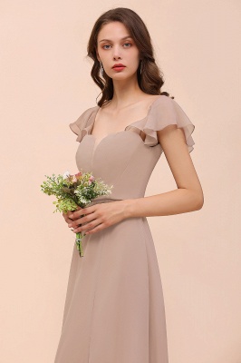 Cap Sleeves Chiffon Floor Length Bridesmaid Dress with Side Split_7