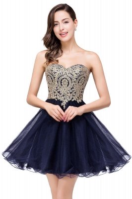 Gabriela | A Line Lace Appliques Sweetheart Short Prom Dresses_3