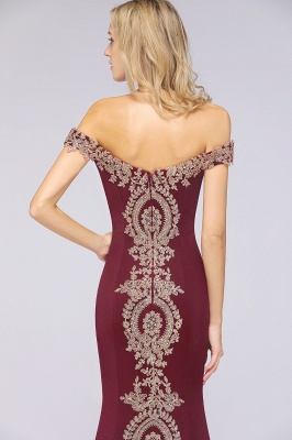 Simple Off-the-shoulder Burgundy Formal Dress with Lace Appliques_40