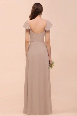 Cap Sleeves Chiffon Floor Length Bridesmaid Dress with Side Split_3