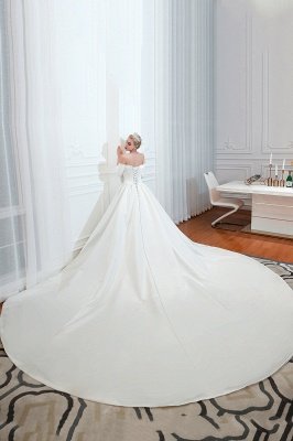 2/3 Long Sleeve Ball Gown White Wedding Dress_13