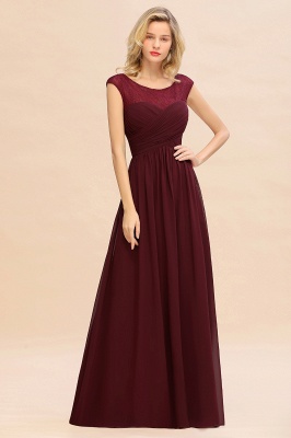 Elegant Burgundy Jewel Neck Chiffon Long Bridesmaid Dress_1