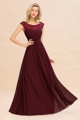 Elegant Burgundy Jewel Neck Chiffon Long Bridesmaid Dress_6