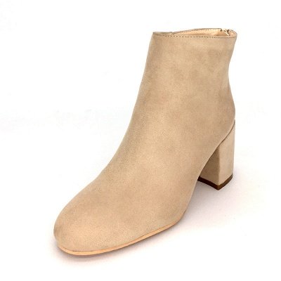 Suede Winter Chunky Heel Beading Pointed Boots_7