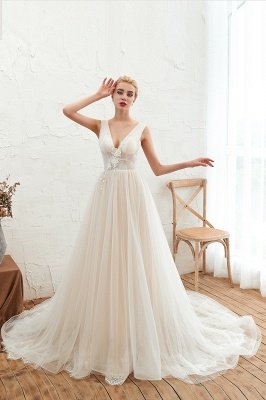 Aline Princess Tulle Wedding Dress Sleeveless Long Bridal Dress