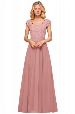 Sleeveless Lace Appliques Chiffon A-line Prom Gowns_2