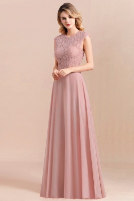 Elegant Scoop Neck Dusty Pink Lace Chiffon Bridesmaid Dress_6
