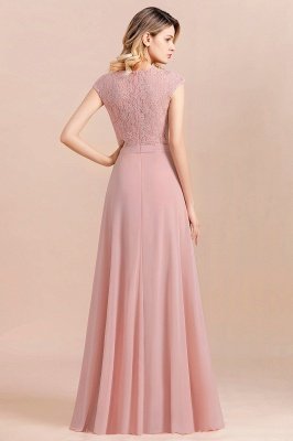 Elegant Scoop Neck Dusty Pink Lace Chiffon Bridesmaid Dress_3
